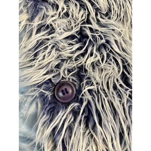 Vintage Y2K GROGGY Blue Faux Fur Coat with white Frosted Tips SZ Sm - Picture 11 of 12